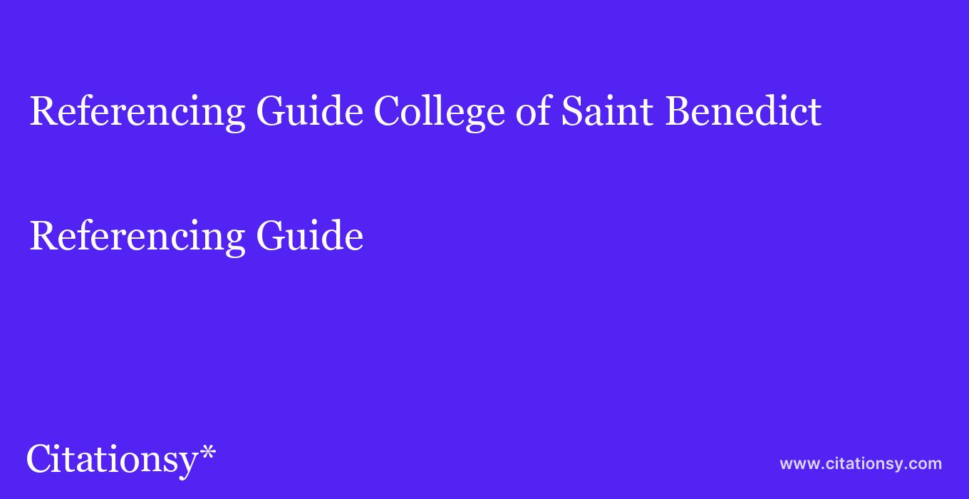 Referencing Guide: College of Saint Benedict